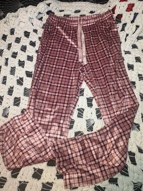 Columbia Burgundy and Light Pink Plaid Lounge Pants